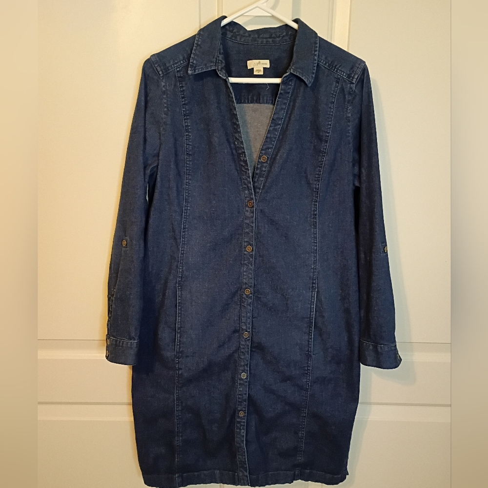 J. Jill Denim Button Down A Line Denim Dress Size Medium